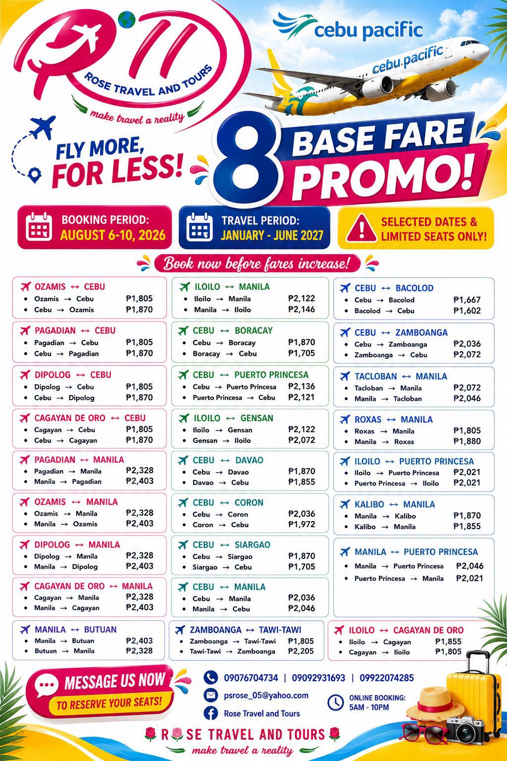 CEBU PACIFIC 8 BASE FARE PROMO